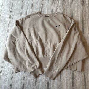 Nike phoenix fleece crop crewneck sweatshirt tan
